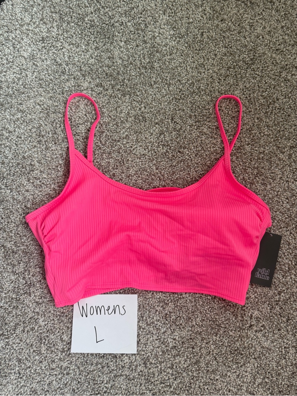 wild fable Ribbed Scoop Bikini Top - Hot Pink